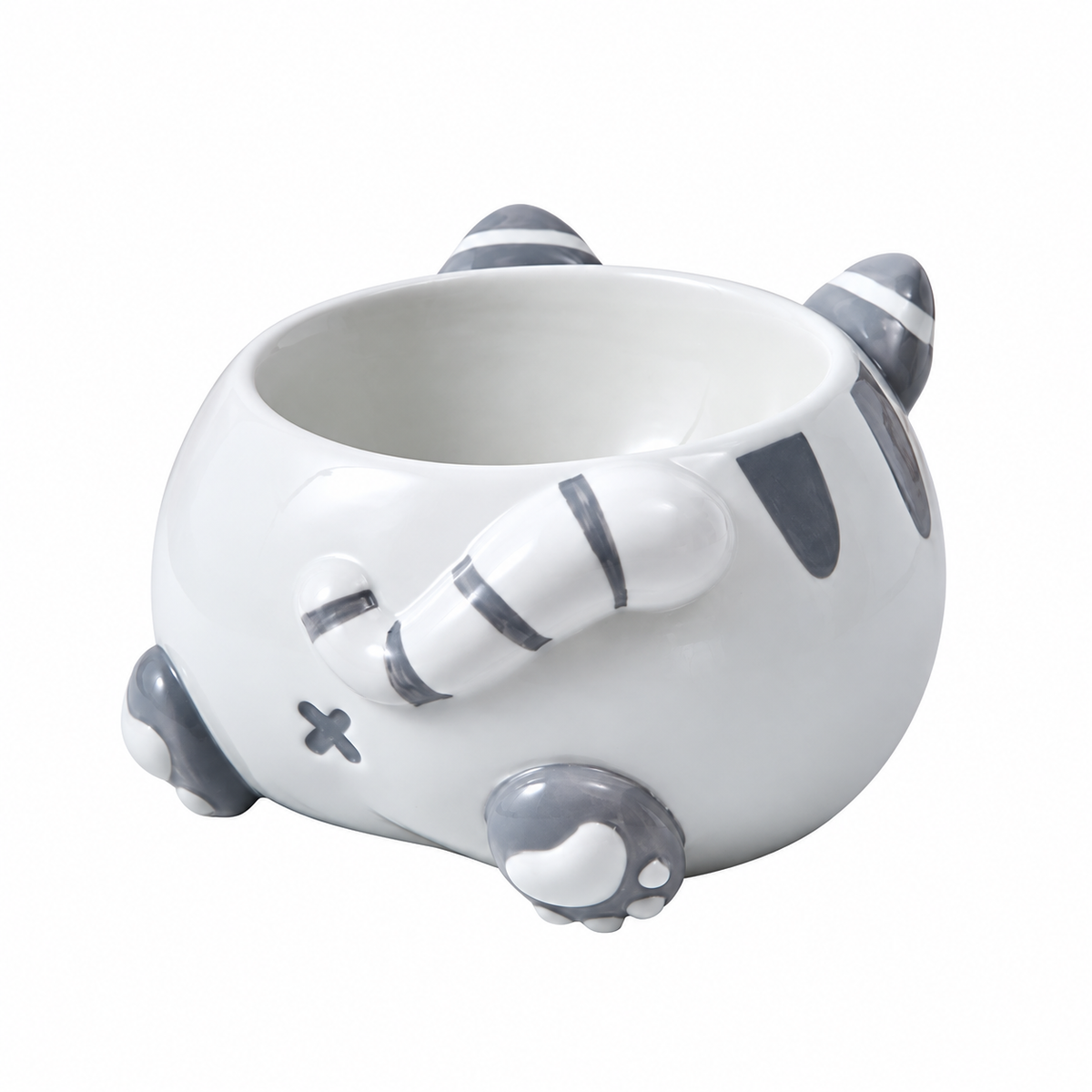 Curvy Cat Butt Ceramic Pet Bowl | clean white SKU packshot | Grey | VARIANT_MEDIA_CORRECTION