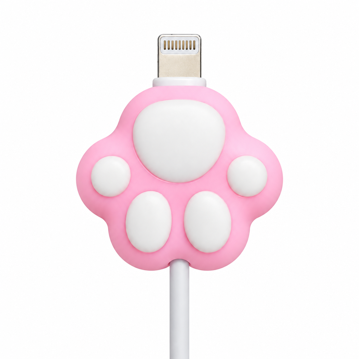 Pink cat paw silicone cable protector white-background SKU hero front