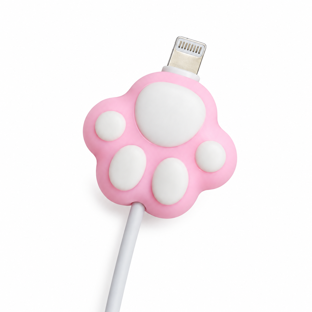 Pink cat paw silicone cable protector white-background SKU hero