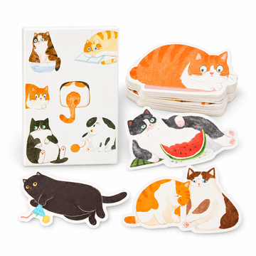 Cat-themed die-cut postcard set white-background SKU hero