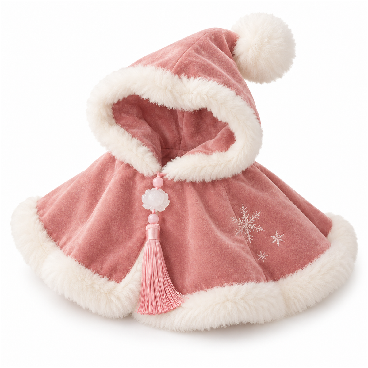 Warm fleece cat cape in Rose Pink on a white background