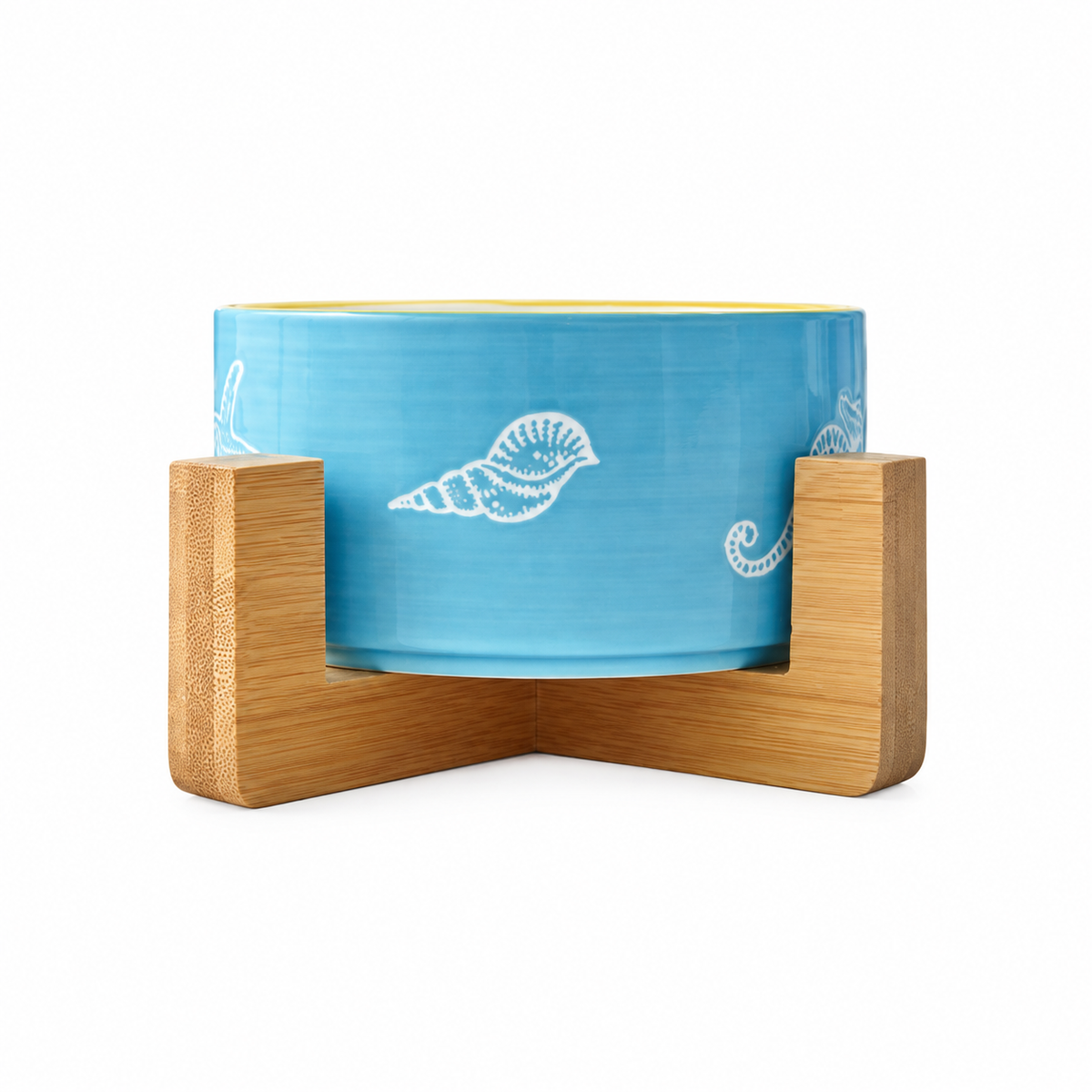 Color-Glazed Ceramic Bowl with Bamboo Stand | clean white SKU packshot | M | VARIANT_MEDIA_CORRECTION