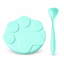 Mint Green soft silicone cat food can lid with matching spoon on a clean white background [SKU: Mint Green Lid + Spoon]