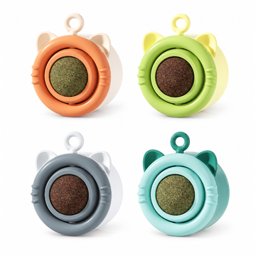 Catnip lick toy for cats - four color options on white background