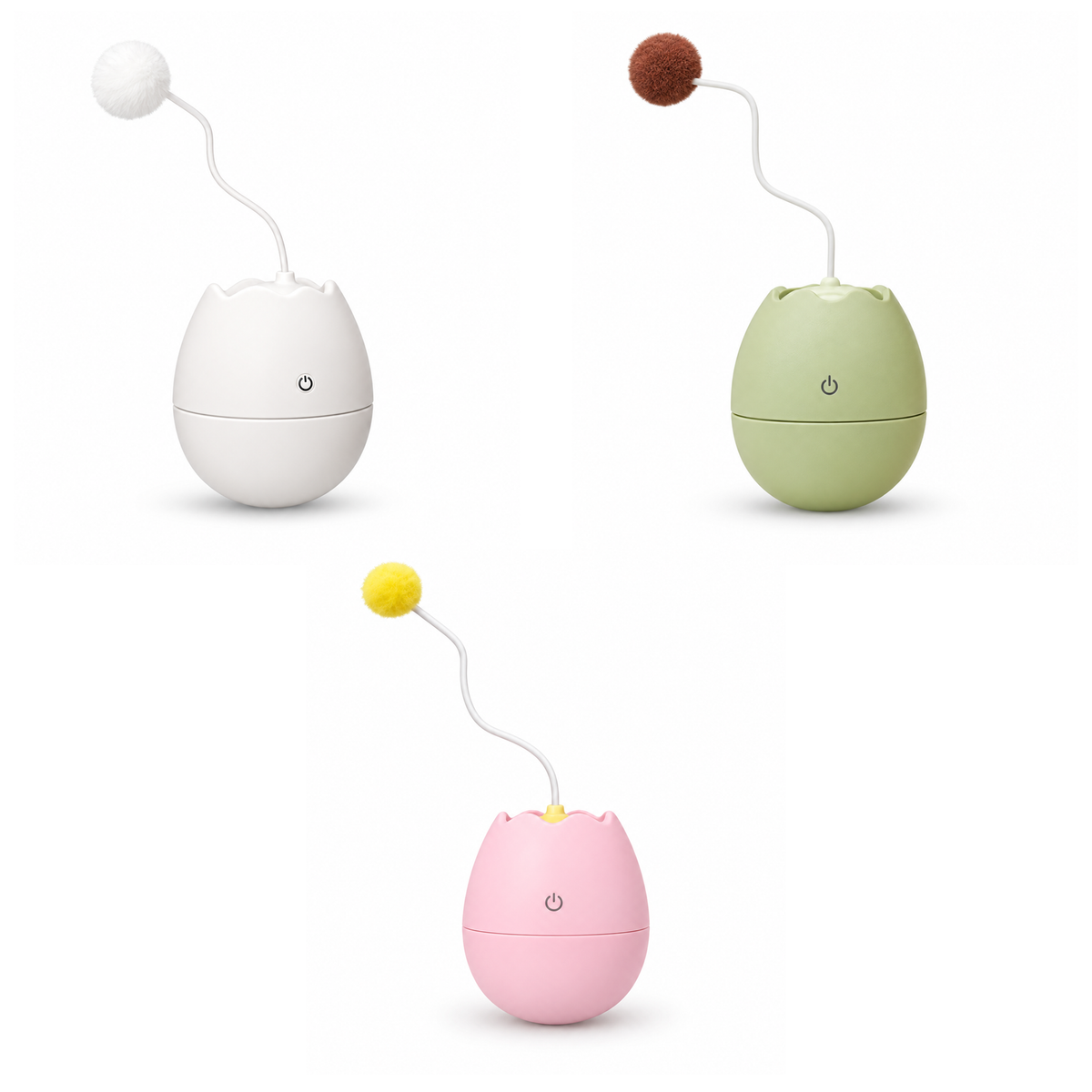 Egg-Shell Automatic Cat Toy - all color variants white background hero image