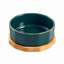 Elegant Ceramic Pet Bowl with Oak Base | clean white SKU packshot | Forest Green | VARIANT_MEDIA_CORRECTION