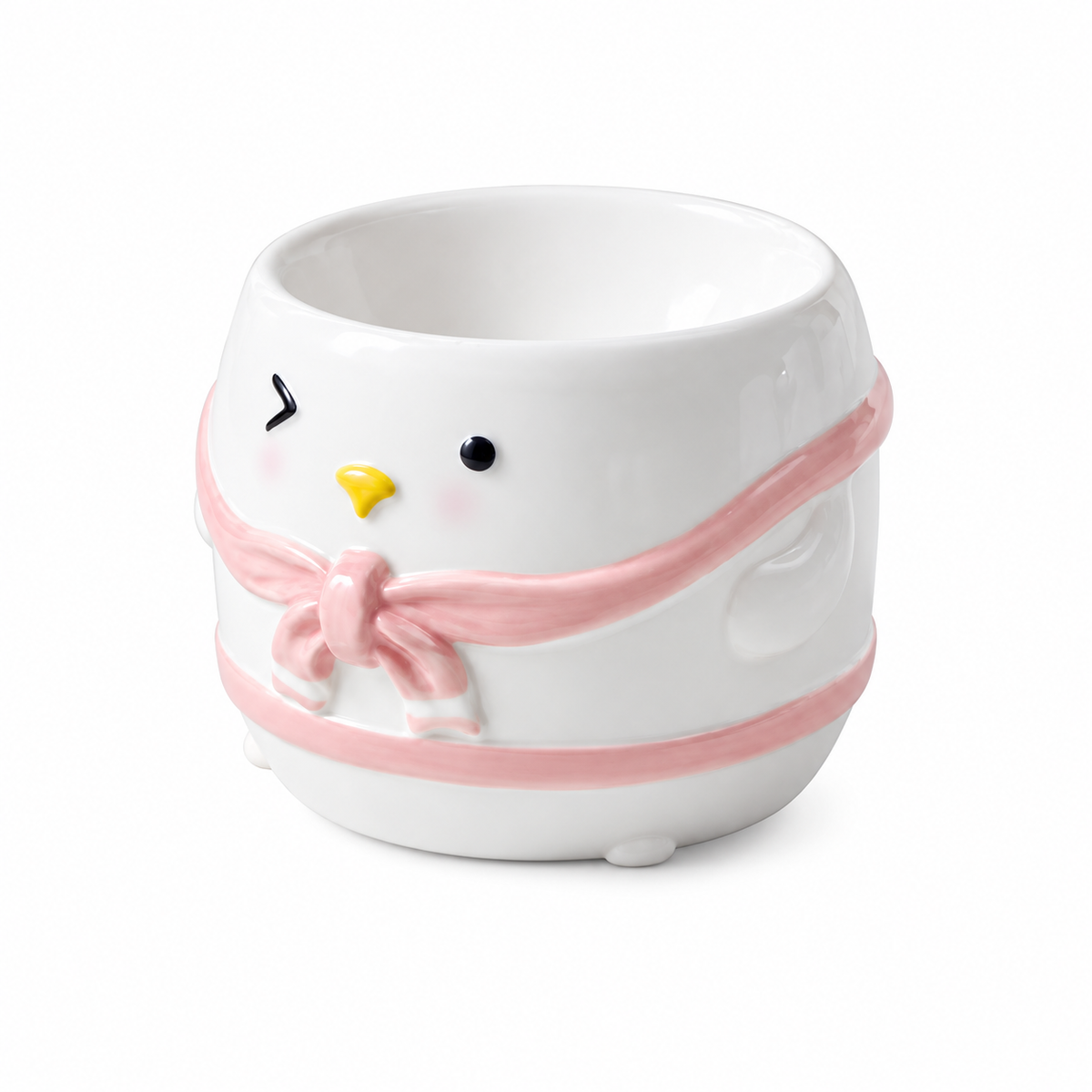 Penguin Cape Ceramic Pet Bowl | clean white SKU packshot | Pink | VARIANT_MEDIA_CORRECTION