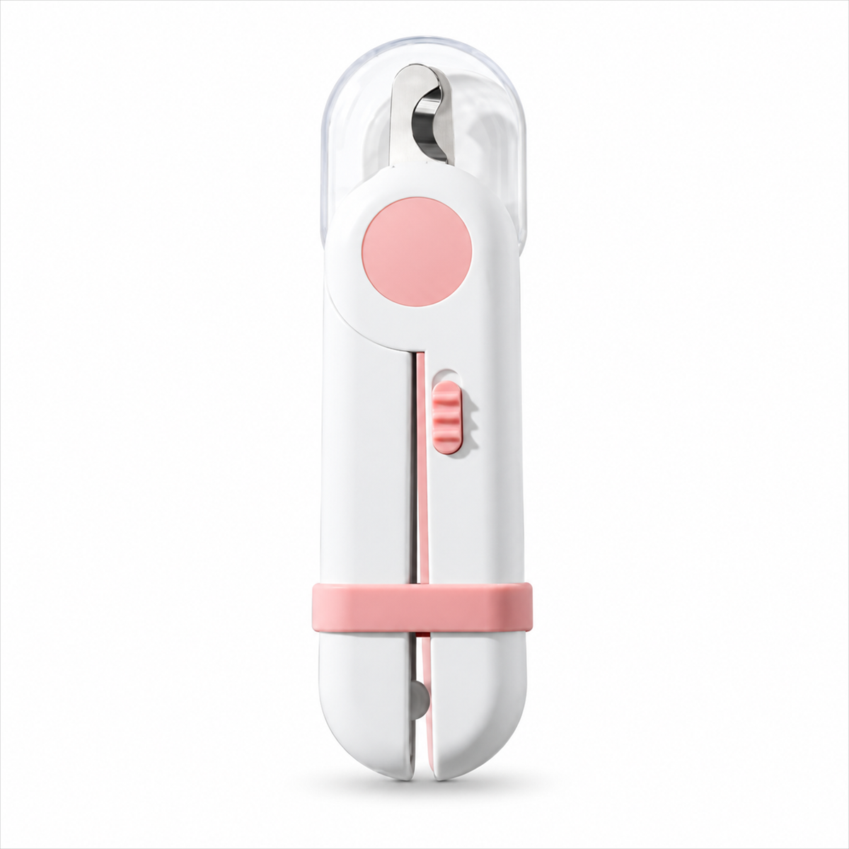 Pink Pakeway LED pet nail clipper with transparent nail guard