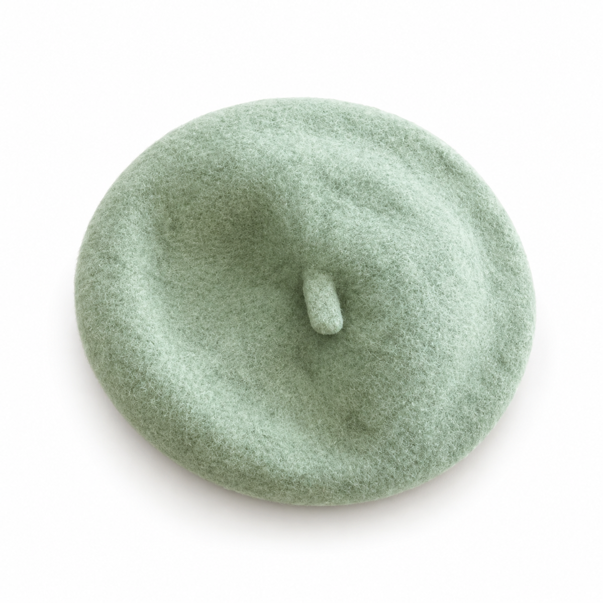 Felt beret pet hat single-color white-background SKU image - Sage Green - 1:1