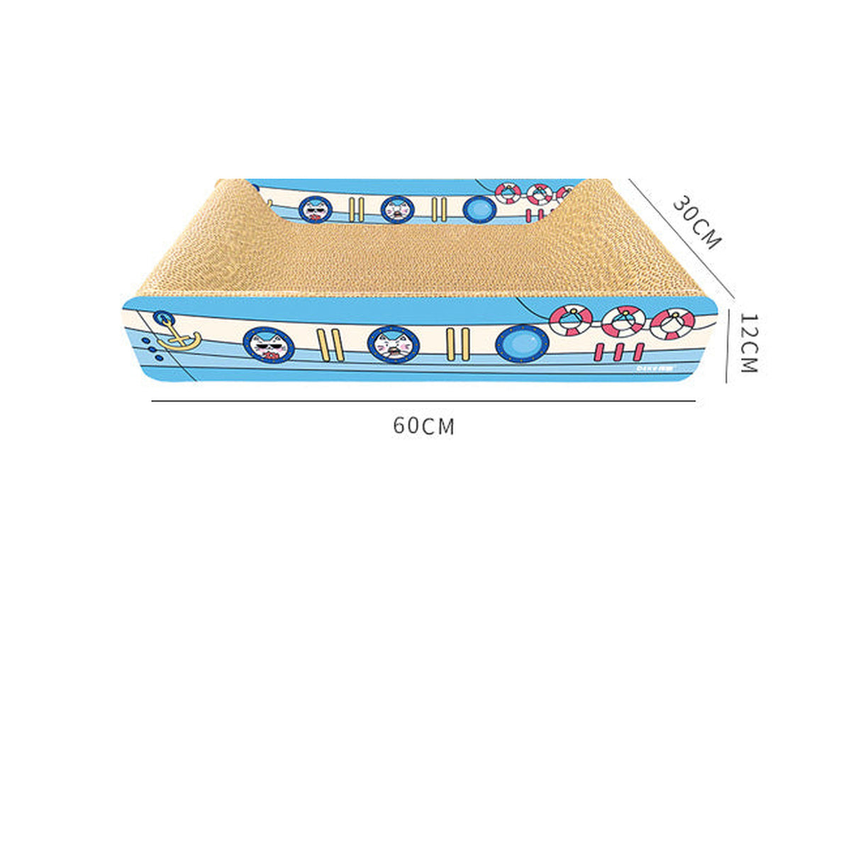 Deku Ship Sofa Cat Bed on a white background with 60 x 30 x 12 cm dimensions [Gallery: White]