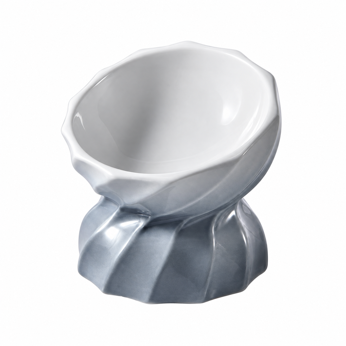 Macaron Gradient Ceramic Pet Bowl | clean white SKU packshot | Tilted Bowl Gray | VARIANT_MEDIA_CORRECTION