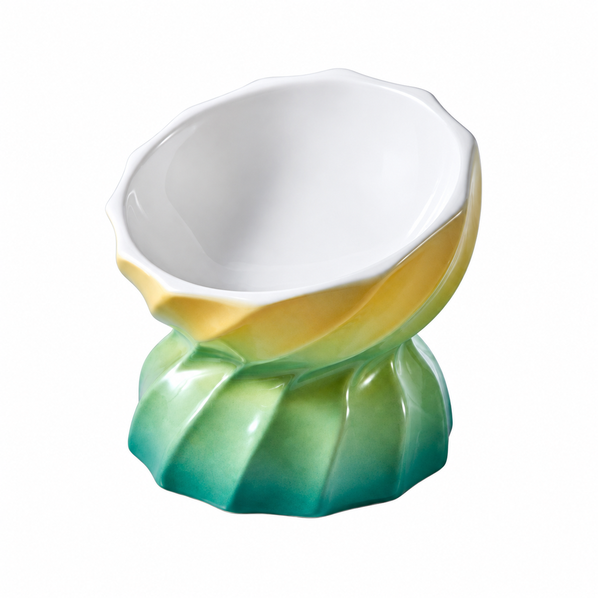 Macaron Gradient Ceramic Pet Bowl | clean white SKU packshot | Tilted Bowl Green | VARIANT_MEDIA_CORRECTION