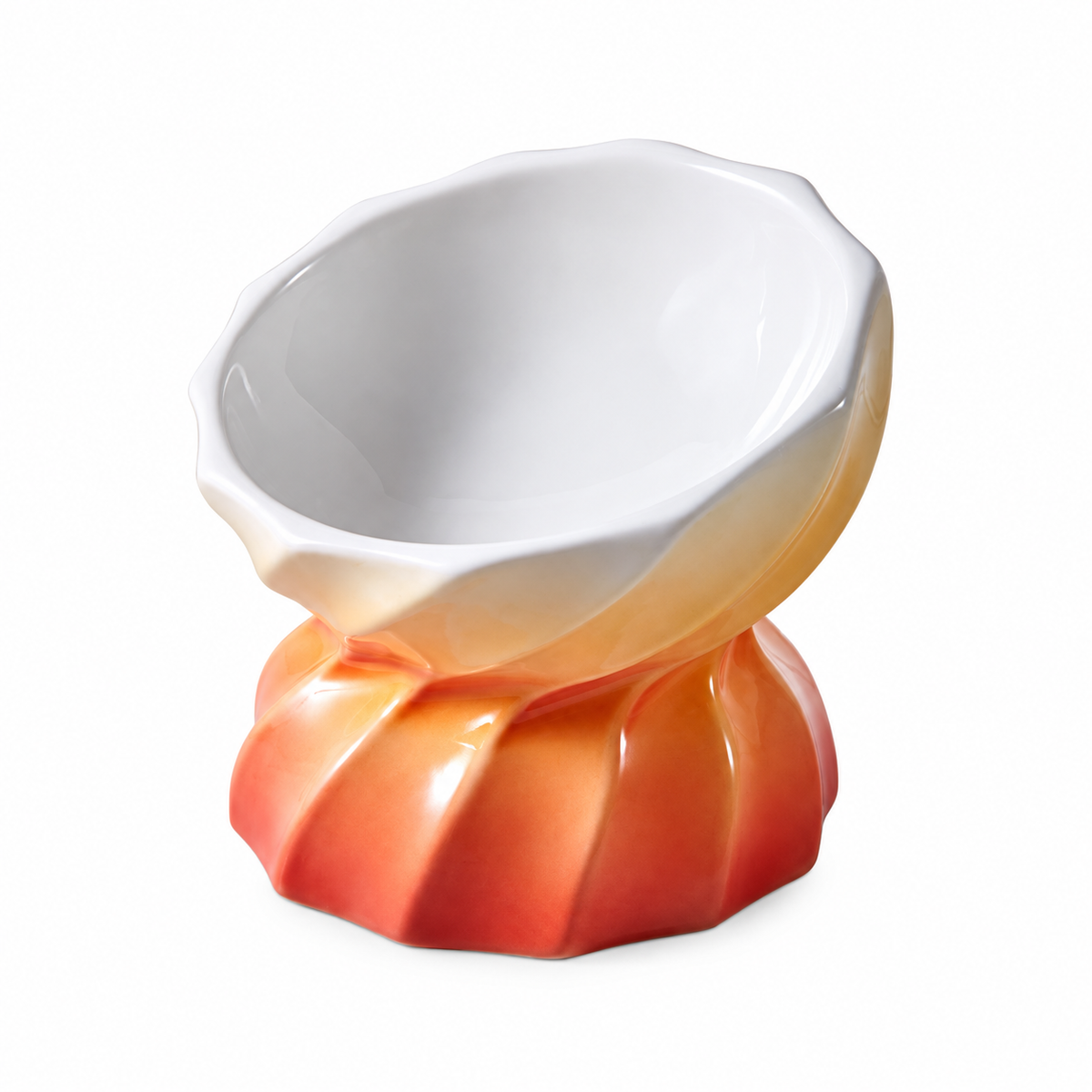 Macaron Gradient Ceramic Pet Bowl | clean white SKU packshot | Tilted Bowl Orange | VARIANT_MEDIA_CORRECTION