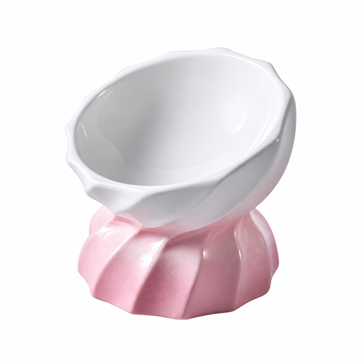 Macaron Gradient Ceramic Pet Bowl | clean white SKU packshot | Tilted Bowl Pink | VARIANT_MEDIA_CORRECTION