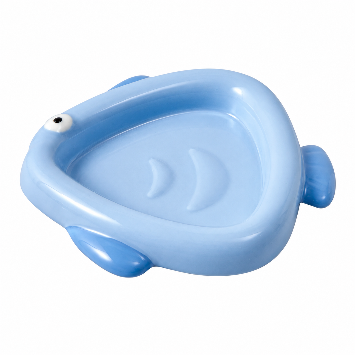 Colorful Ceramic Fish-Shaped Pet Plates | clean white SKU packshot | Triangle Fish Blue | VARIANT_MEDIA_CORRECTION