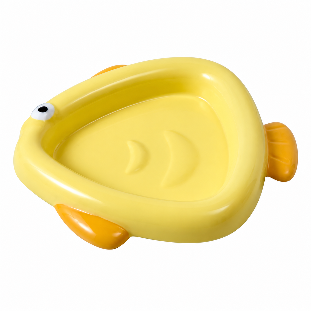 Colorful Ceramic Fish-Shaped Pet Plates | clean white SKU packshot | Triangle Fish Yellow | VARIANT_MEDIA_CORRECTION