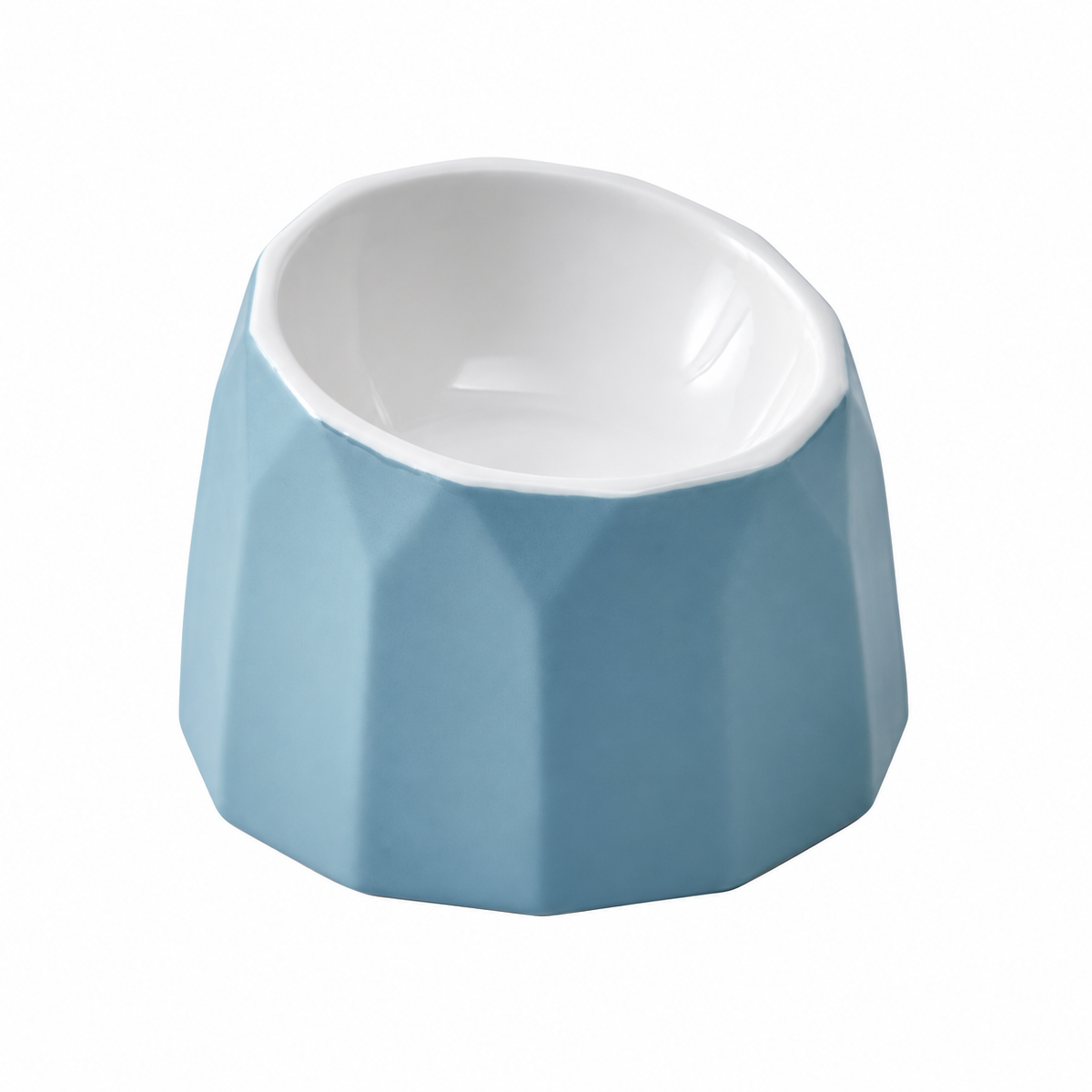 Volcano Dual-Tone Ceramic Pet Bowl | clean white SKU packshot | Blue | VARIANT_MEDIA_CORRECTION