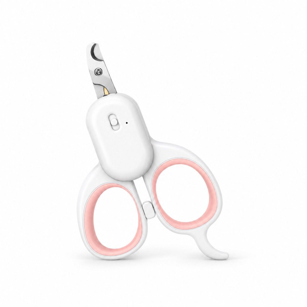 Pink LED cat nail scissors on a white background