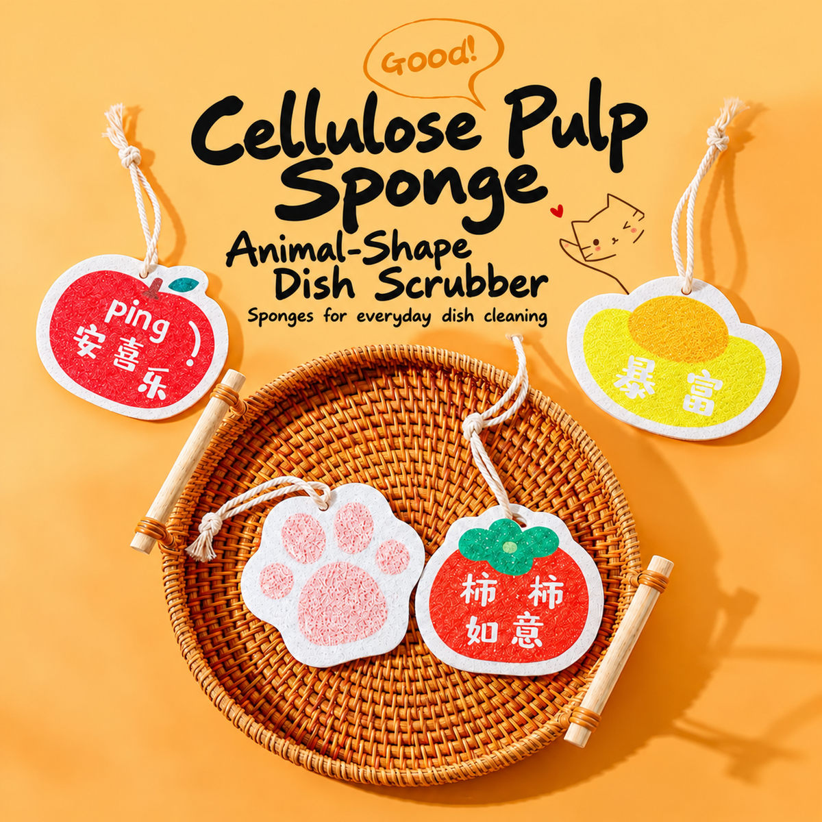 TRANSLATED-20261026-source-01 | Cellulose pulp sponge and animal-shape dish scrubber styles
