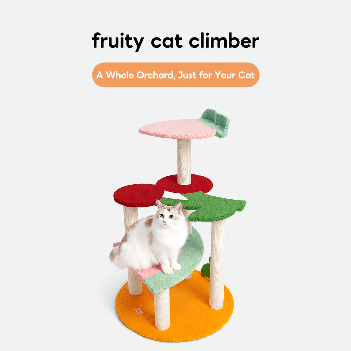 Corrected v4 | VETRESKA Fruit Series Cat Tree | source image 01 | FULL_FRAME_OUTPAINT | content complete
