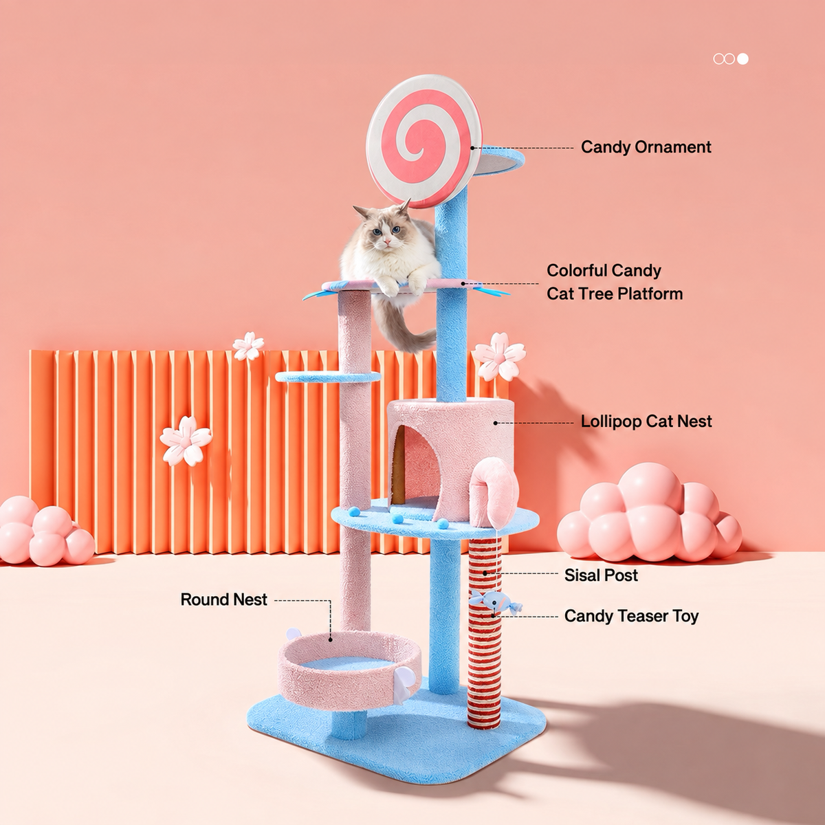 Corrected v4 | ZEZE Pink Lollipop Cat Tree | source image 02 | FULL_FRAME_OUTPAINT | content complete
