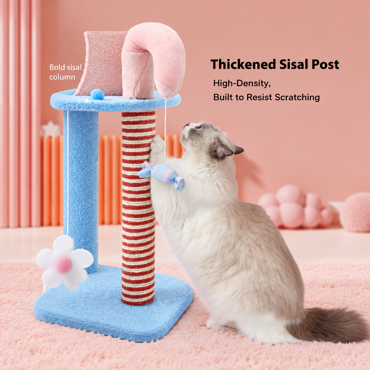 Corrected v4 | ZEZE Pink Lollipop Cat Tree | source image 06 | FULL_FRAME_OUTPAINT | content complete