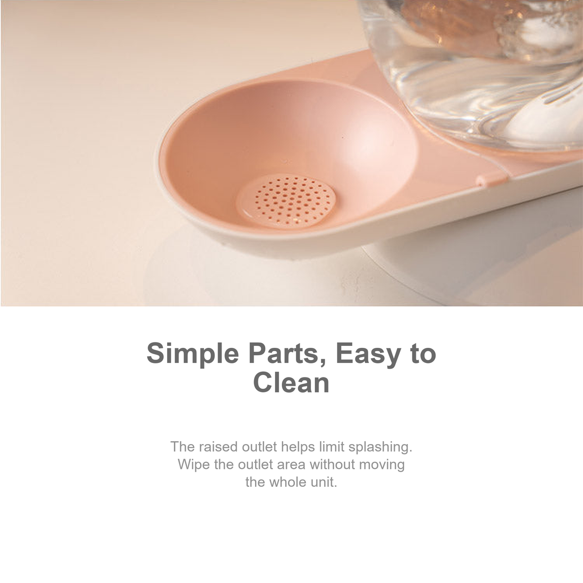 Easy-to-clean automatic pet water fountain parts and raised outlet