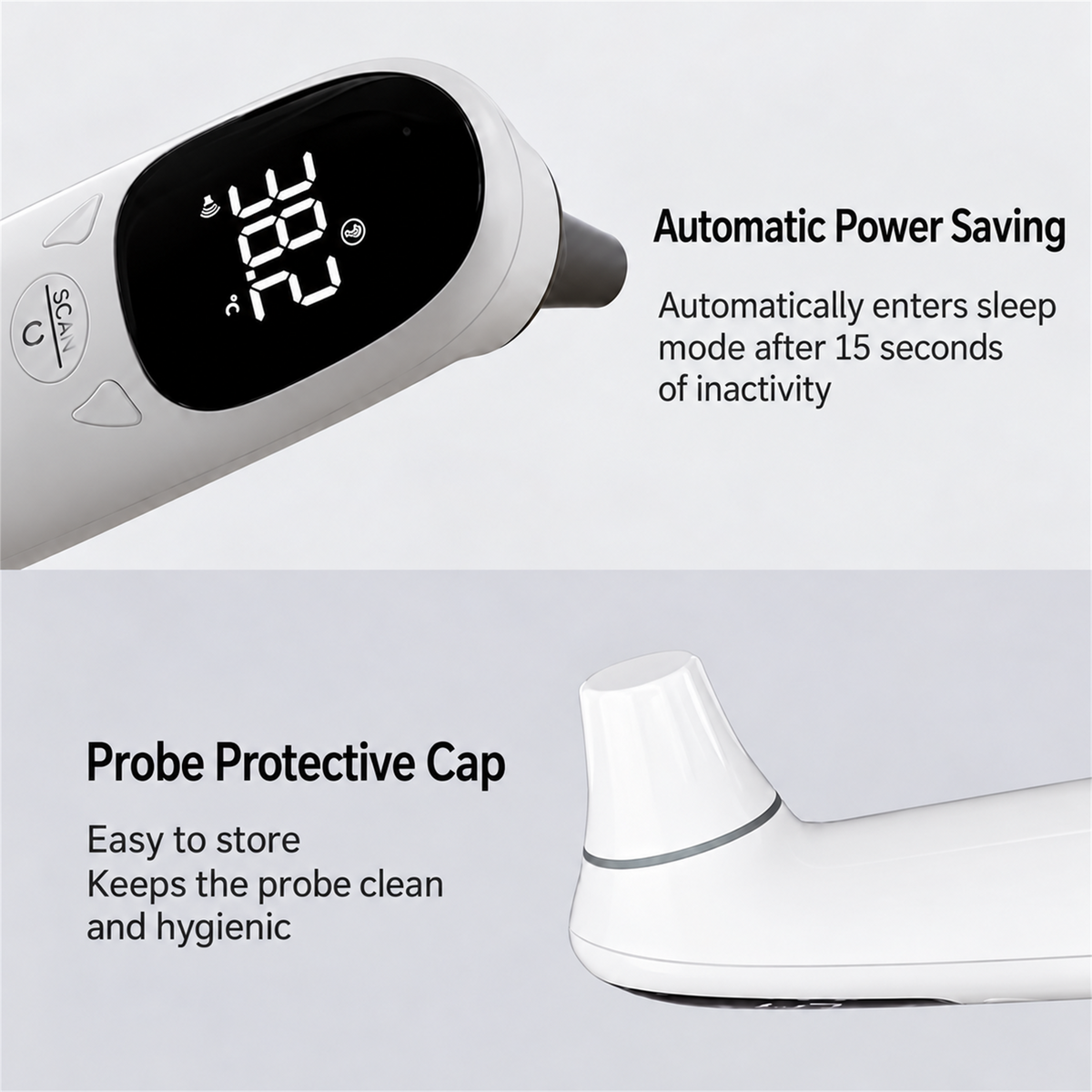 Pet ear thermometer automatic power saving and protective cap