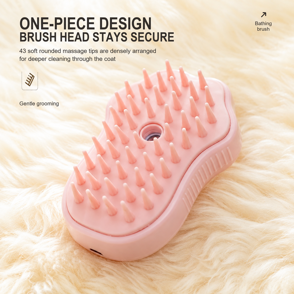 One-piece pink brush head with soft rounded massage tips | Latest translated correction | Effective 1x1 | 20261005