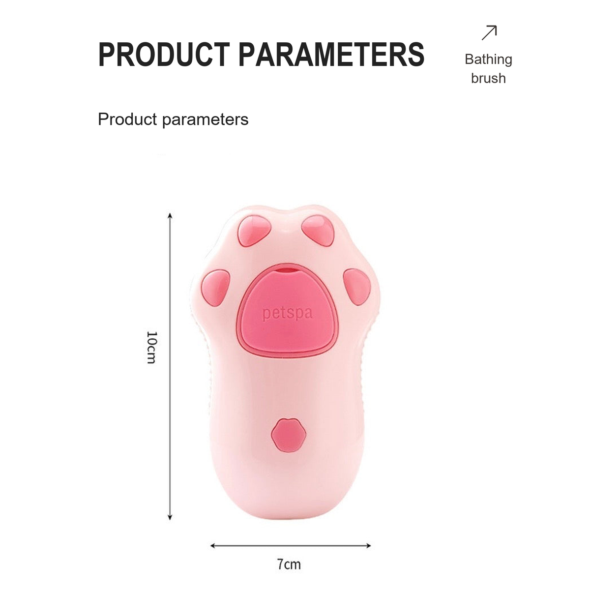 Pink cat-paw brush product parameters with 10 cm by 7 cm dimensions | Latest translated correction | Effective 1x1 | 20261005