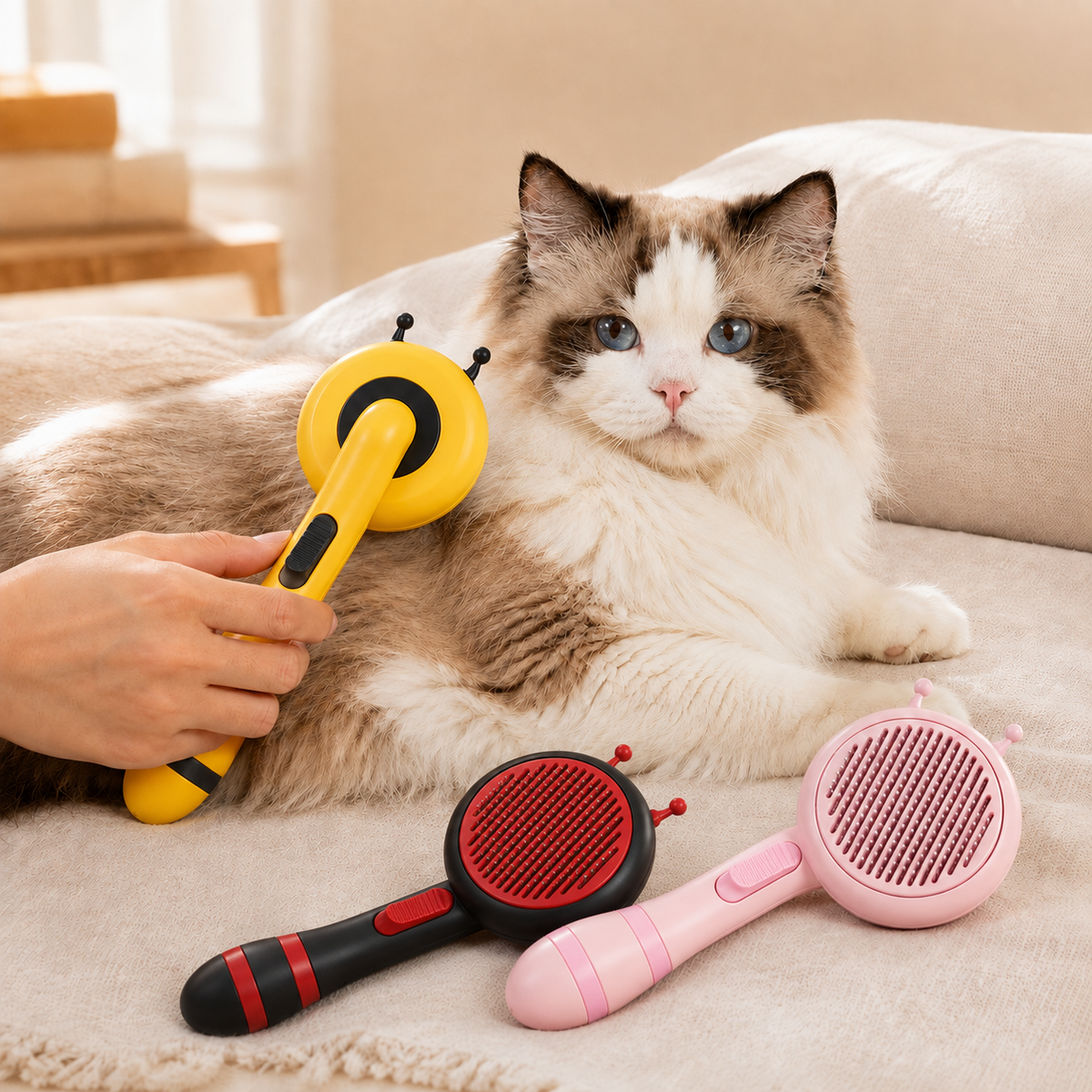 Aiwo Bee-Shaped Pin Brush for Cats & Dogs