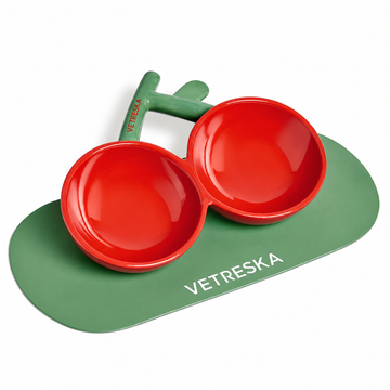 VETRESKA CHERRY CERAMIC PET BOWL-PD | SKU main image | pure white background | complete square | 20260920-v1
