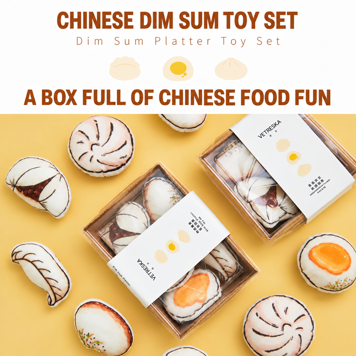 Vetreska Chinese dim sum cat toy set introduction