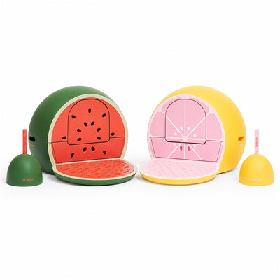 Vetreska Fruity Kitty Kove litter box in Watermelon and Grapefruit styles with matching scoop holders