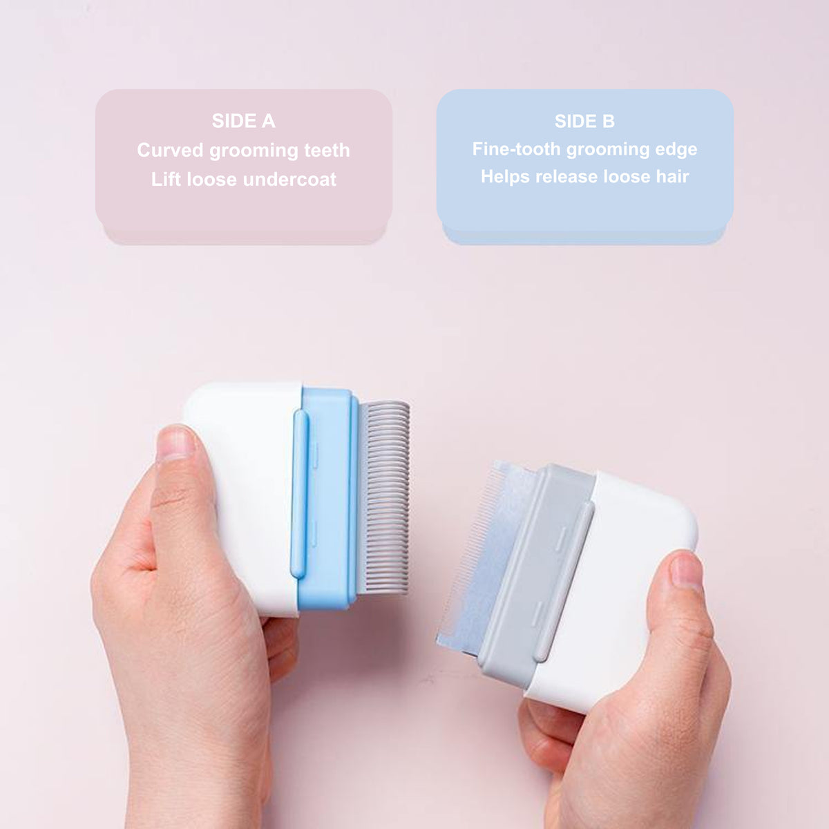 Aiwo Double-Sided Pocket Cat Comb showing Side A curved teeth and Side B fine-tooth grooming edge [Gallery: Shared]