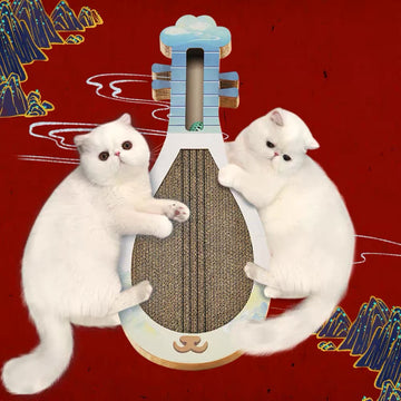 YISHIWU pipa-shaped cat scratcher shown with cats