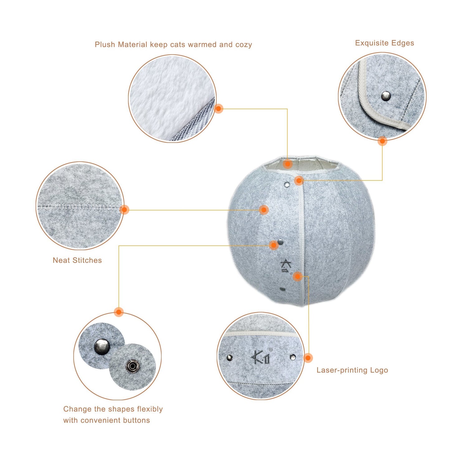 K.1 D.Ball Cat Bed Fun Nest Foldable Transformable Washable Scratch Resistant Cat Cave龙珠 - Destiny Pet