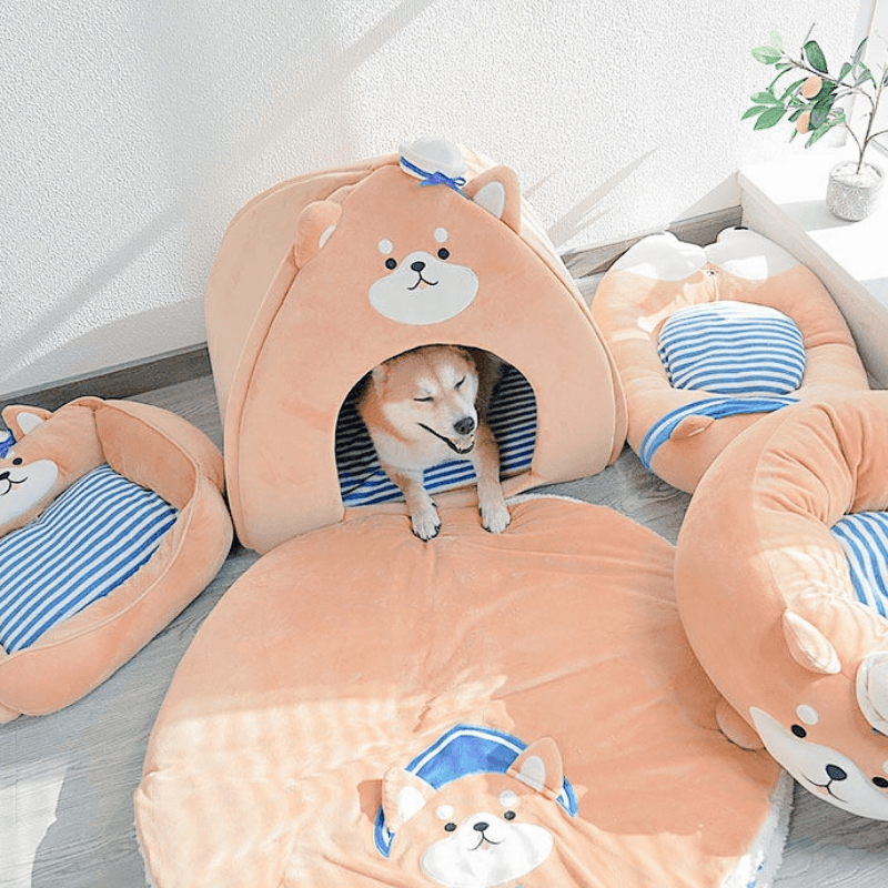 Fukufuku Navy Shiba Round Pet Bed product detail image 5