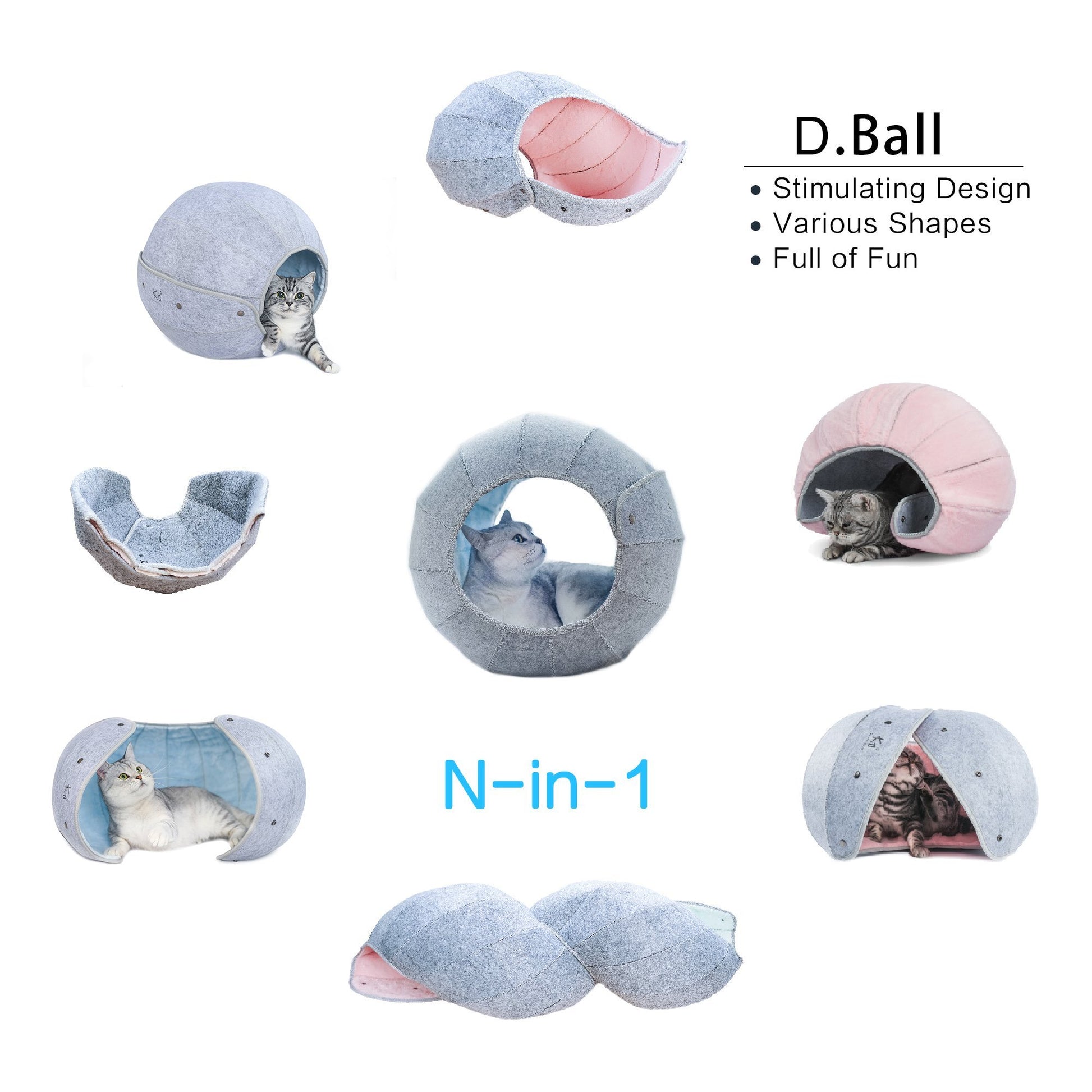 K.1 D.Ball Cat Bed Fun Nest Foldable Transformable Washable Scratch Resistant Cat Cave龙珠 - Destiny Pet