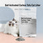 MAYITWILL ball activated carbon tofu cat litter shown with a cat