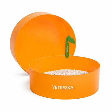 VETRESKA Tangerine Cat Litter Box - orange round open-top SKU hero [Gallery: Shared]
